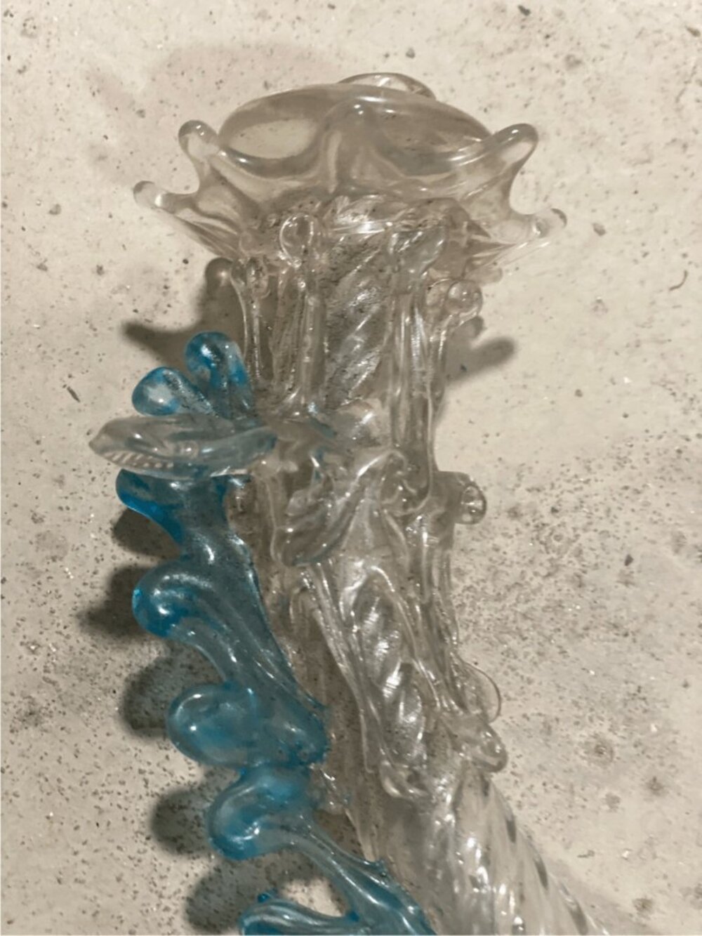 Murano Glass Chandelier 8” Arm Leaf Replacement Part clear and blue - Picture 2 of 5